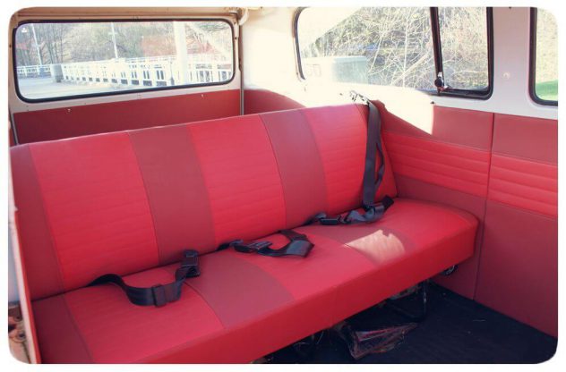 red two tone interieur vw t2 type 2 bus